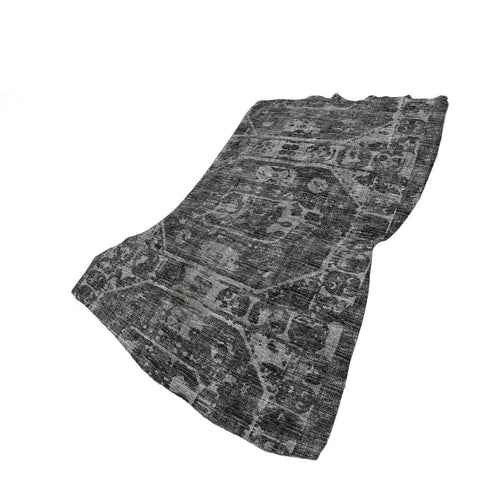 50" X 70" Black And Gray Damask Polyester Woven Plush Throw Blanket