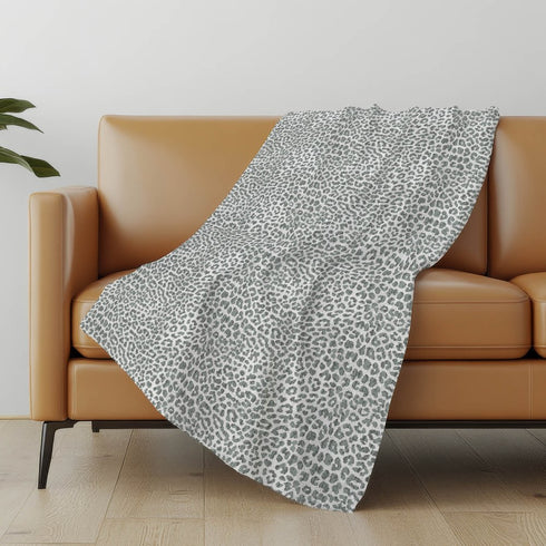 50" X 70" Gray And Ivory Leopard Microfiber Plush Throw Blanket