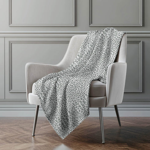 50" X 70" Gray And Ivory Leopard Microfiber Plush Throw Blanket