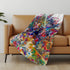 50" X 70" White Blue And Gold Abstract Microfiber Plush Throw Blanket