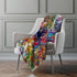 50" X 70" White Blue And Gold Abstract Microfiber Plush Throw Blanket