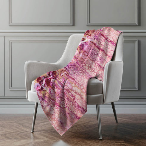 50" X 70" Pink And Ivory Abstract Polyester Woven Plush Throw Blanket
