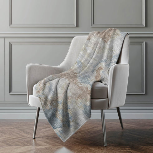 50" X 70" Gray And Coffee Abstract Polyester Woven Plush Throw Blanket