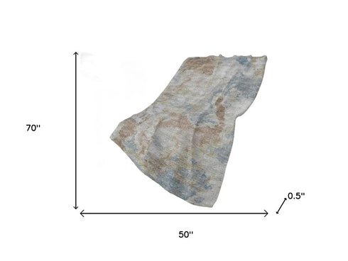 50" X 70" Gray And Coffee Abstract Polyester Woven Plush Throw Blanket