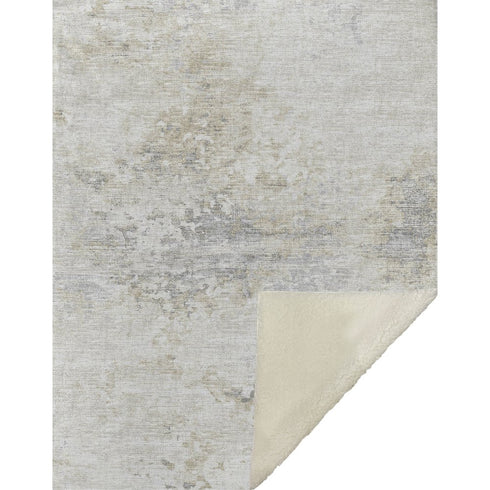 50" X 70" Ivory And Beige Abstract Microfiber Plush Throw Blanket