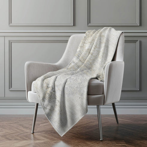50" X 70" Ivory And Beige Abstract Microfiber Plush Throw Blanket