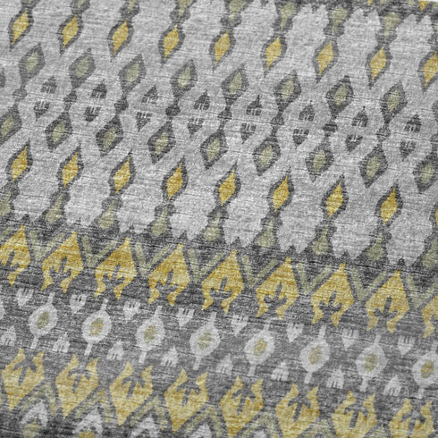 50" X 70" Gray And Gold Geometric Polyester Woven Plush Throw Blanket
