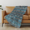50" X 70" Blue And Charcoal Striped Microfiber Plush Throw Blanket