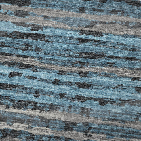 50" X 70" Blue And Charcoal Striped Microfiber Plush Throw Blanket