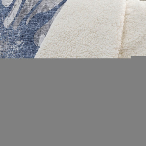 50" X 70" Blue And Gray Abstract Polyester Woven Plush Throw Blanket
