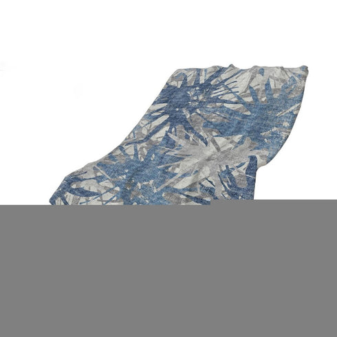 50" X 70" Blue And Gray Abstract Polyester Woven Plush Throw Blanket