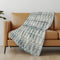 50" X 70" Ivory And Teal Geometric Microfiber Plush Throw Blanket