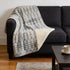 50" X 70" Ivory And Teal Geometric Microfiber Plush Throw Blanket