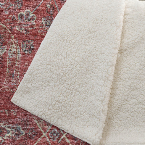 50" X 70" Red Pewter And Beige Damask Microfiber Plush Throw Blanket