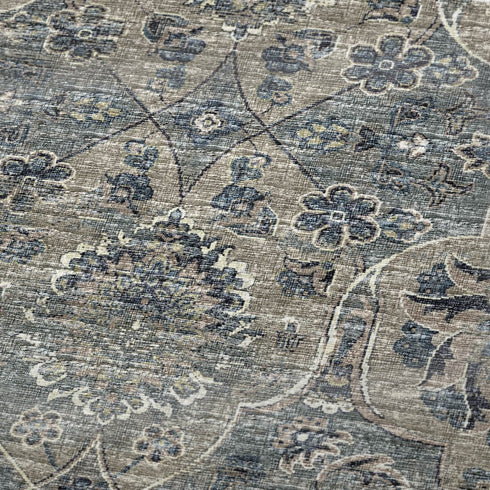 50" X 70" Blue And Pewter Damask Polyester Woven Plush Throw Blanket
