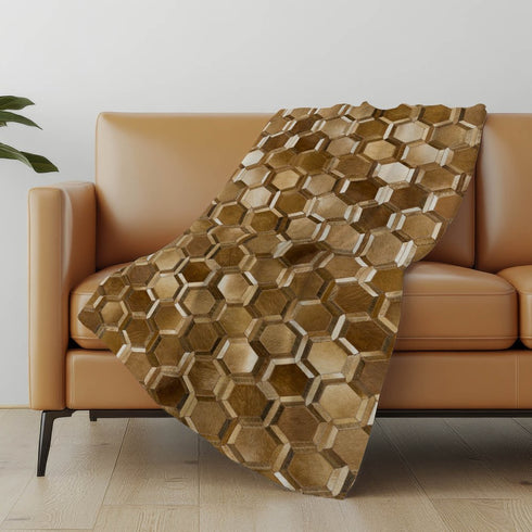 50" X 70" Brown And Beige Geometric Microfiber Plush Throw Blanket