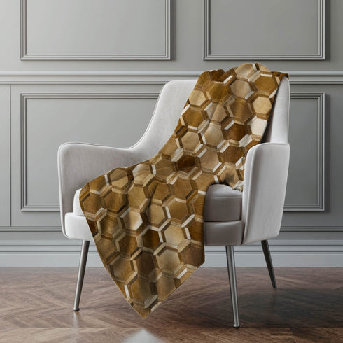 50" X 70" Brown And Beige Geometric Microfiber Plush Throw Blanket