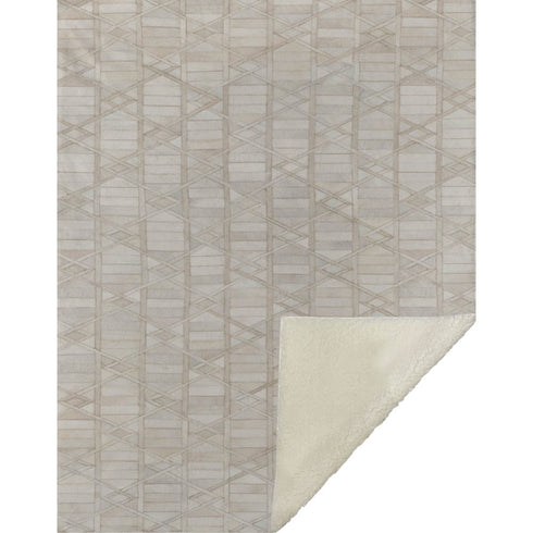 50" X 70" Ivory And Beige Geometric Microfiber Plush Throw Blanket