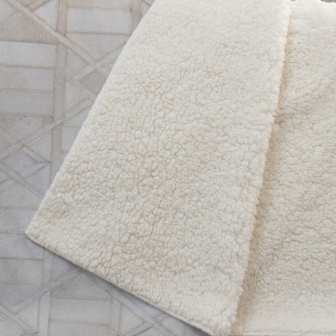50" X 70" Ivory And Beige Geometric Microfiber Plush Throw Blanket