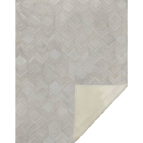 50" X 70" Ivory And Beige Geometric Microfiber Plush Throw Blanket