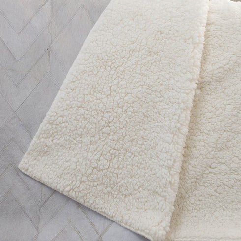 50" X 70" Ivory And Beige Geometric Microfiber Plush Throw Blanket