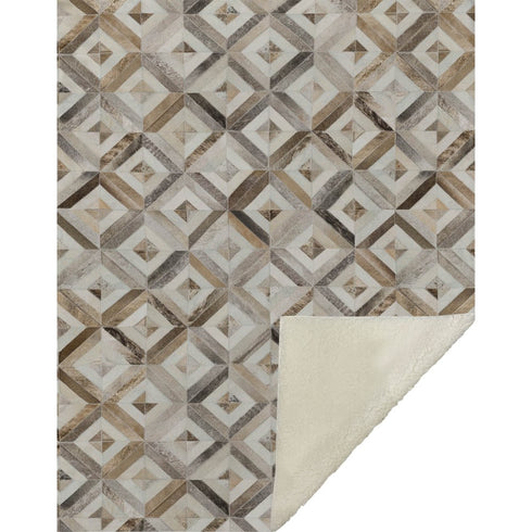 50" X 70" Gray And Brown Geometric Microfiber Plush Throw Blanket