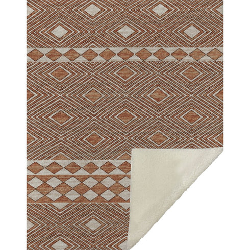 50" X 70" Rust And Ivory Geometric Microfiber Plush Throw Blanket