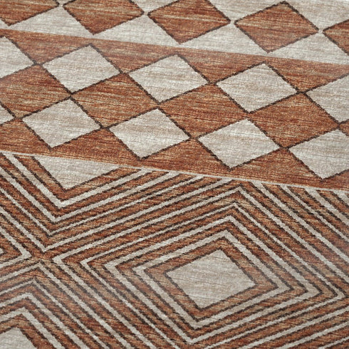 50" X 70" Rust And Ivory Geometric Microfiber Plush Throw Blanket