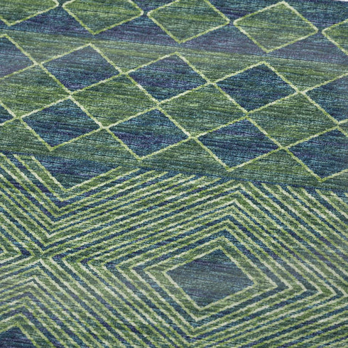 50" X 70" Green And Blue Geometric Microfiber Plush Throw Blanket