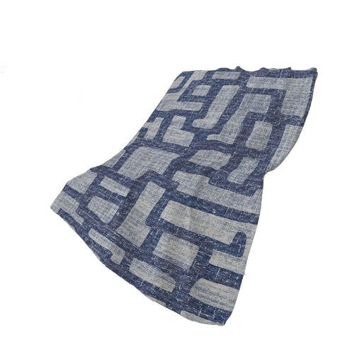 50" X 70" Blue And Silver Abstract Polyester Woven Plush Throw Blanket
