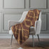 50" X 70" Rust And Gold Geometric Polyester Woven Plush Throw Blanket