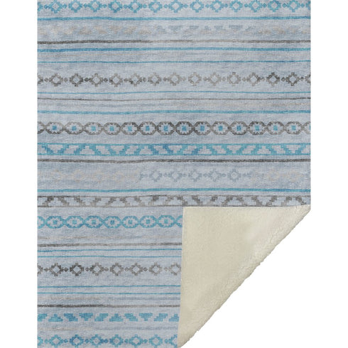 50" X 70" Turquoise And Gray Geometric Microfiber Plush Throw Blanket