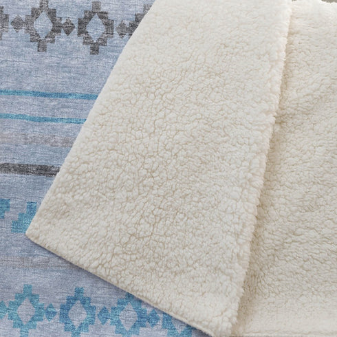 50" X 70" Turquoise And Gray Geometric Microfiber Plush Throw Blanket