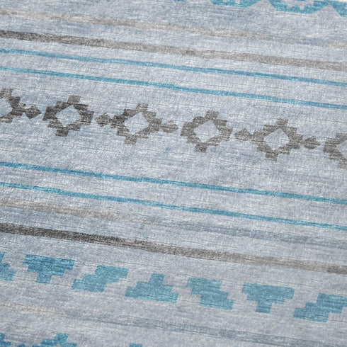50" X 70" Turquoise And Gray Geometric Microfiber Plush Throw Blanket