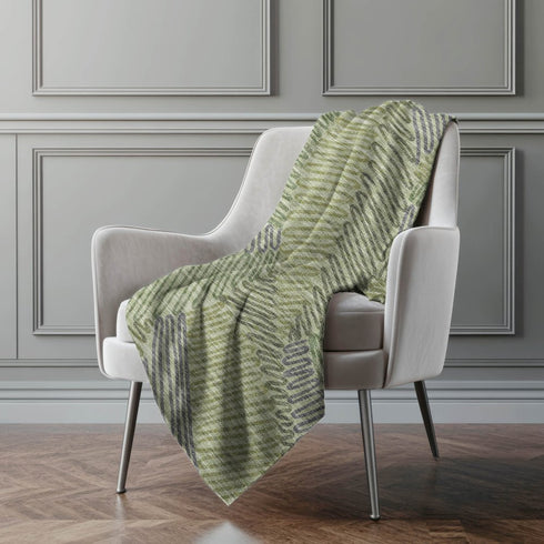 50" X 70" Green And Gray Abstract Microfiber Plush Throw Blanket