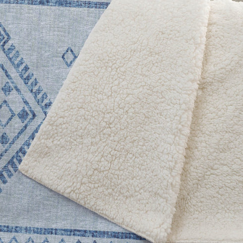 50" X 70" Blue And Light Blue Geometric Microfiber Plush Throw Blanket