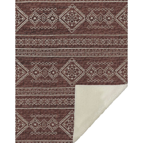 50" X 70" Rust And Ivory Geometric Microfiber Plush Throw Blanket