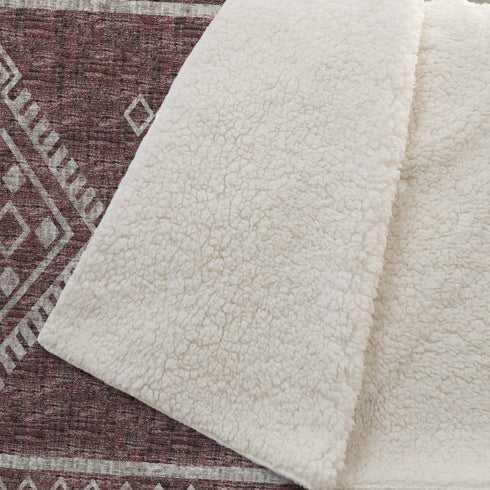 50" X 70" Rust And Ivory Geometric Microfiber Plush Throw Blanket