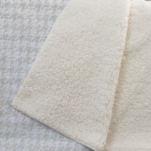 50" X 70" Linen And Ivory Houndstooth Microfiber Plush Throw Blanket