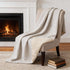 50" X 70" Linen And Ivory Houndstooth Microfiber Plush Throw Blanket