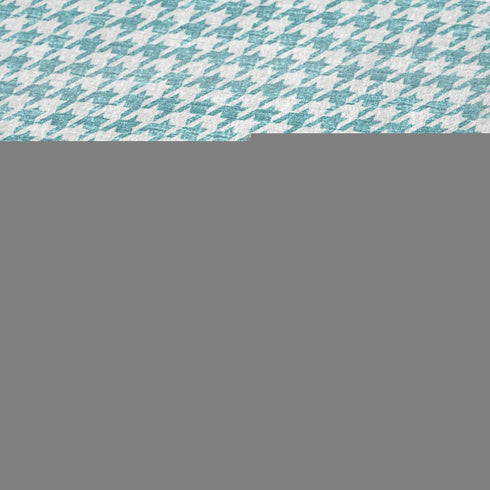 50" X 70" Aqua And White Houndstooth Microfiber Plush Throw Blanket