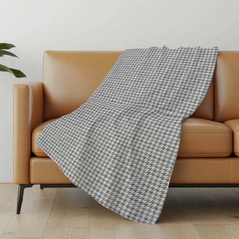 50" X 70" Gray And Light Gray Houndstooth Microfiber Plush Throw Blanket