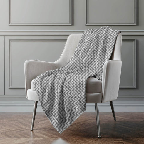 50" X 70" Gray And Light Gray Houndstooth Microfiber Plush Throw Blanket