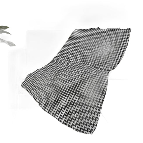 50" X 70" Black And White Houndstooth Polyester Woven Plush Throw Blanket
