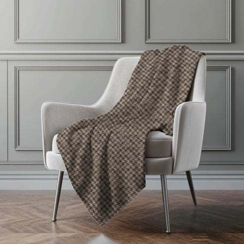 50" X 70" Chocolate And Brown Houndstooth Polyester Woven Plush Throw Blanket