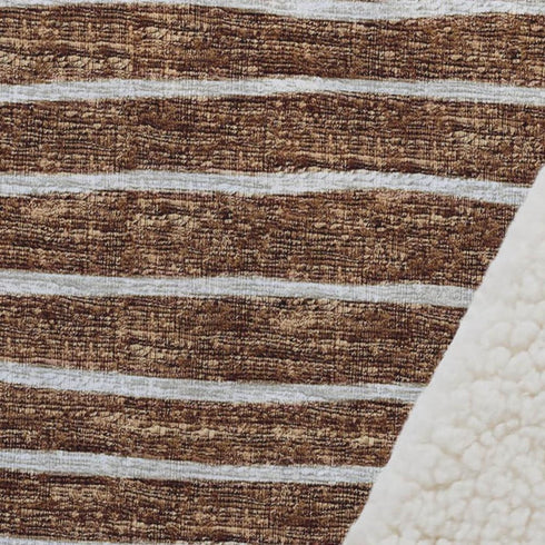 50" X 70" Rust And Beige Striped Polyester Woven Plush Throw Blanket