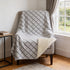 50" X 70" Gray And Ivory Geometric Microfiber Plush Throw Blanket