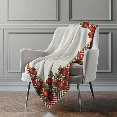 50" X 70" Red Ivory And Green Checkered Microfiber Plush Throw Blanket