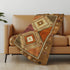 50" X 70" Brown Walnut And Beige Geometric Polyester Woven Plush Throw Blanket