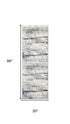 8' Gray And Blue Abstract Distressed Runner Rug